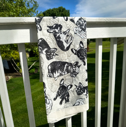 French Bulldog Cotton Large Square Scarf