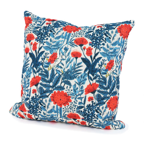Red Botanical Quilted Cushion Cover