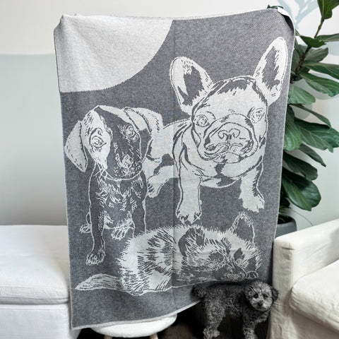 Dog Wool Blend Knit Throw Blanket