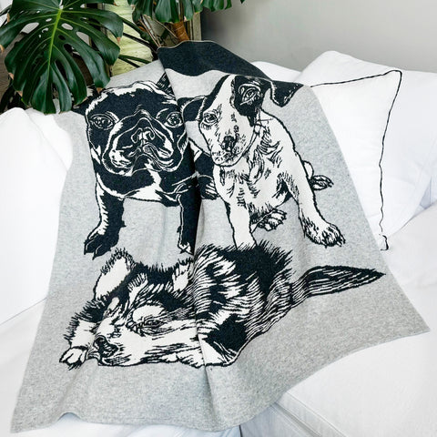 Dog Wool Blend Knit Throw Blanket