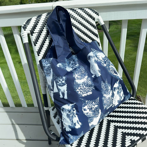 Cat Blockprint Tote Bag
